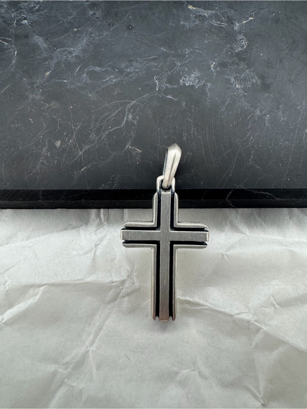David Yurman Sterling Silver Men's Large Deco Cross Pendant